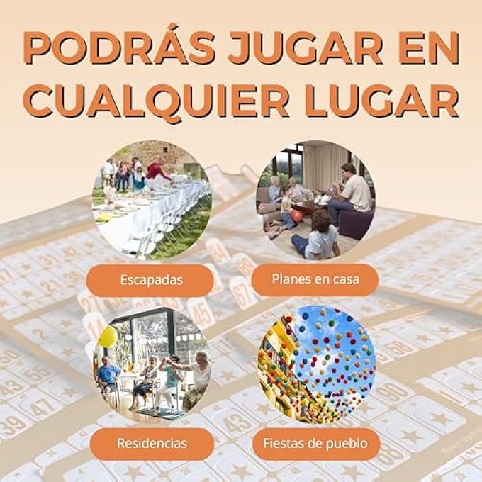 rayihni 1008 بطاقة بنغو مقطوعة 240 جرام، بطاقات بنغو قابلة لإعادة الاستخدام ومختلفة عن بعضها البعض للعب العائلي، الفعاليات أو الإقامات. بطاقات بنغو (برتقالي) - Image 5